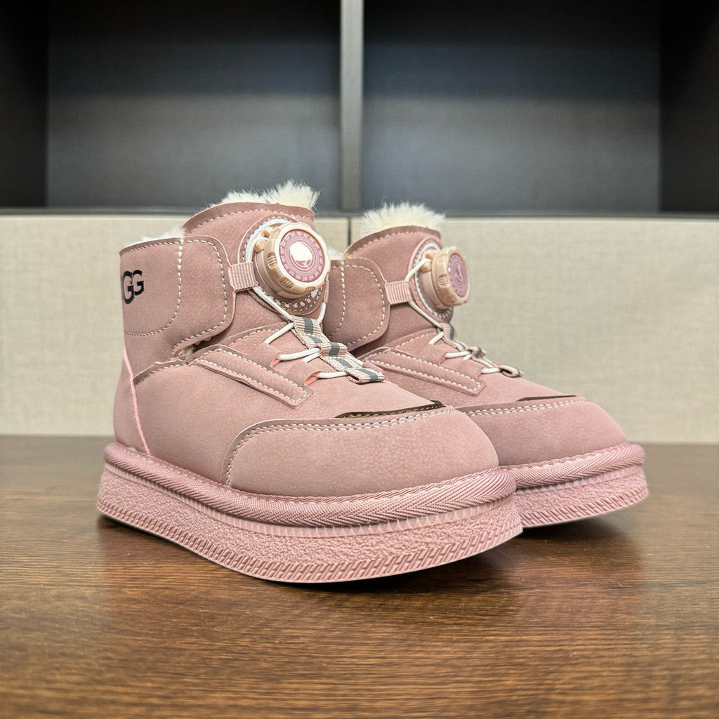 U-GG mid-cut swivel button plus suede leather children's shoes" pink"