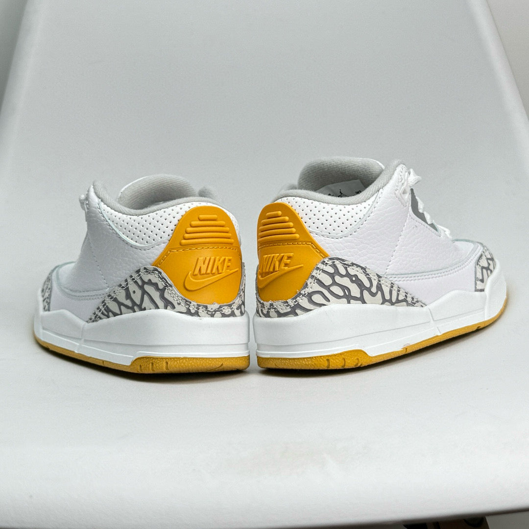 Jordan 3 children's shoes" white , gray, golden yellow"