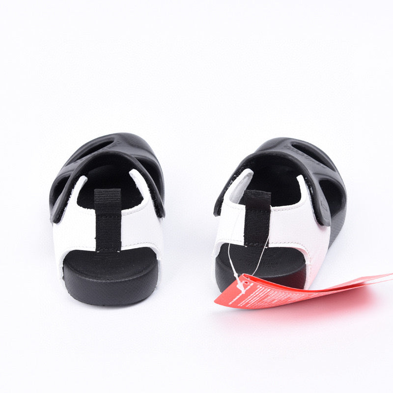 New NB closed toe sandals" white, black"