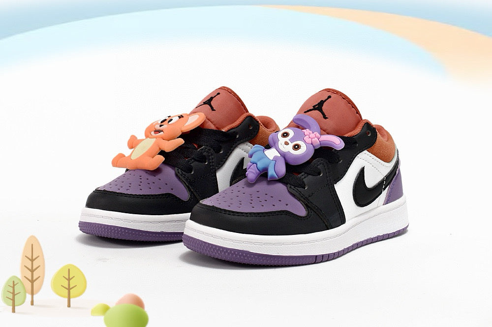Jordan low-top first generation cartoon children's shoes" white, black, navy"