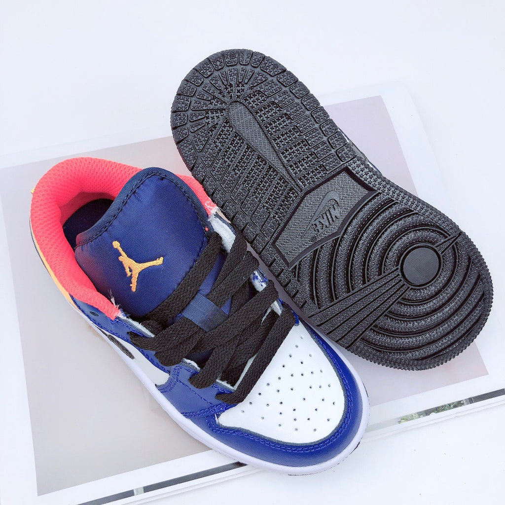 Joe 1 low-top elastic buckle parent-child shoes" blue, white, yellow"
