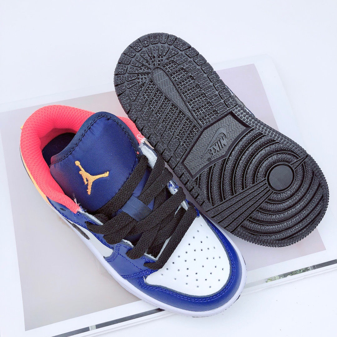 Joe 1 low-top elastic buckle parent-child shoes" blue, white, yellow"