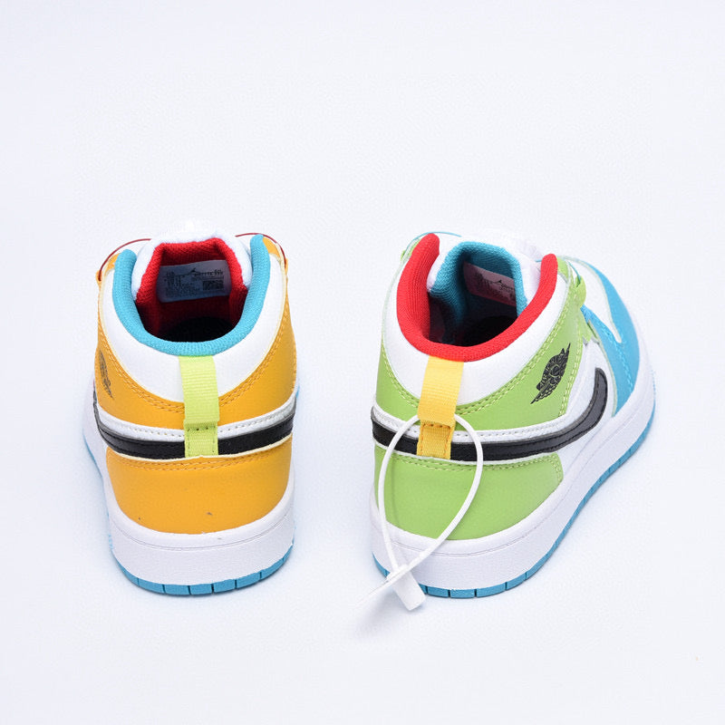 Joe 1 rotating button high top children's shoes" red, orange, white"