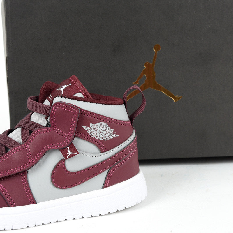 Jordan high top elastic band" burgundy, light gray"