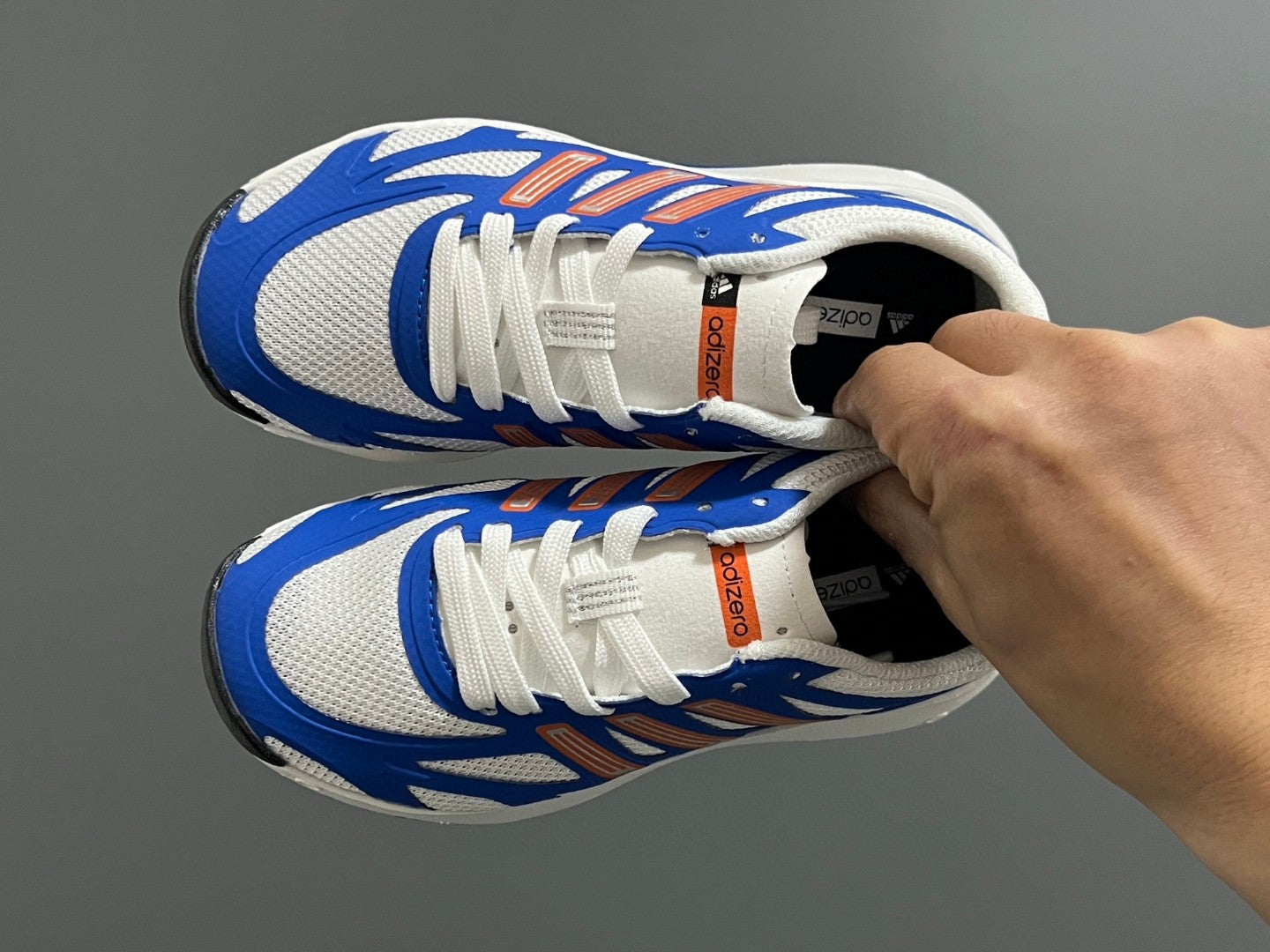 A's new children's shoelace buckle swing sports shoes" white, blue"