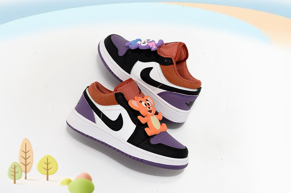 Jordan low-top first generation cartoon children's shoes" white, black, navy"