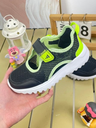 AD children's sandals" Black &Lime Green"