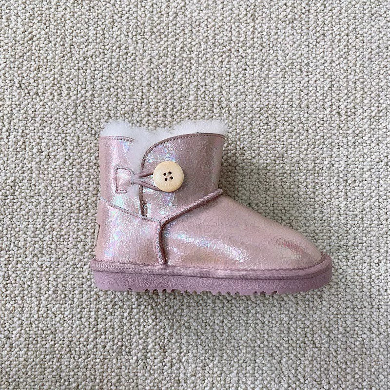 U-GG fur and leather waterproof side-stitched bright leather" pink"