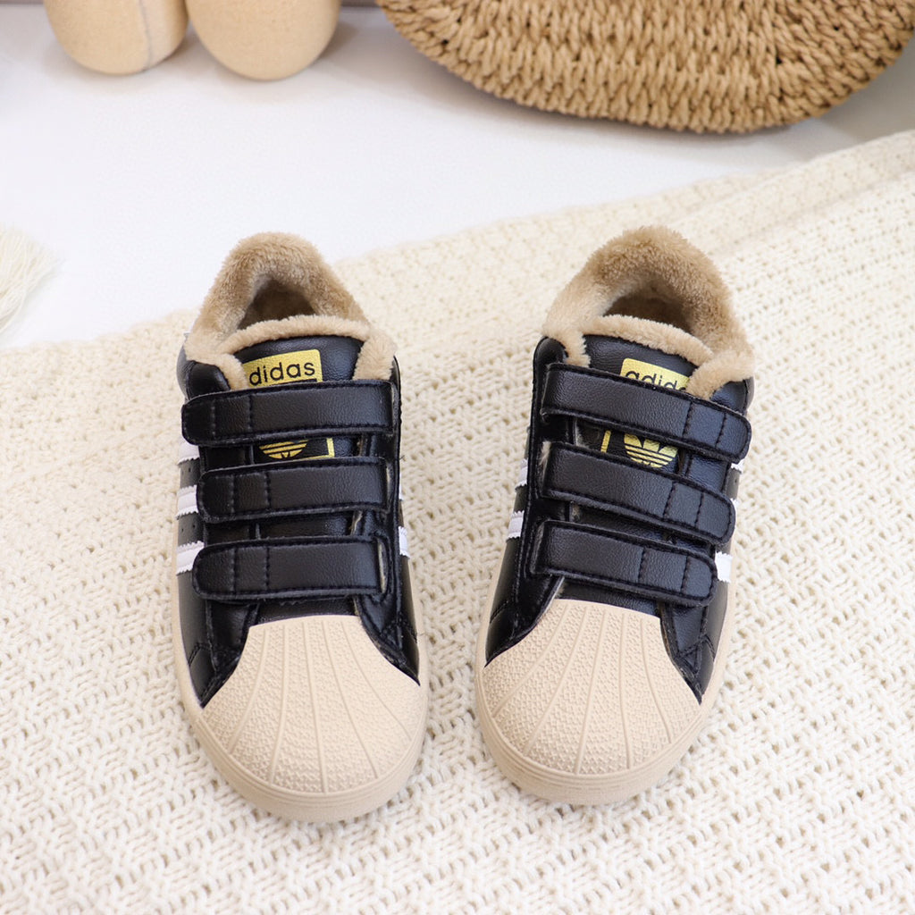 Adidas clover Velcro shell toe plus velvet sneakers" black, beige"