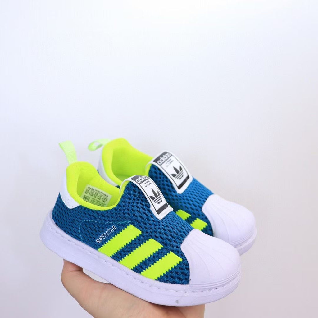 Adidas soft mesh slip-on new "deep blue, lime green"