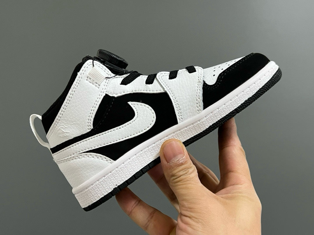 Qiaoyi mid-cut buckle children's shoes" white, black"