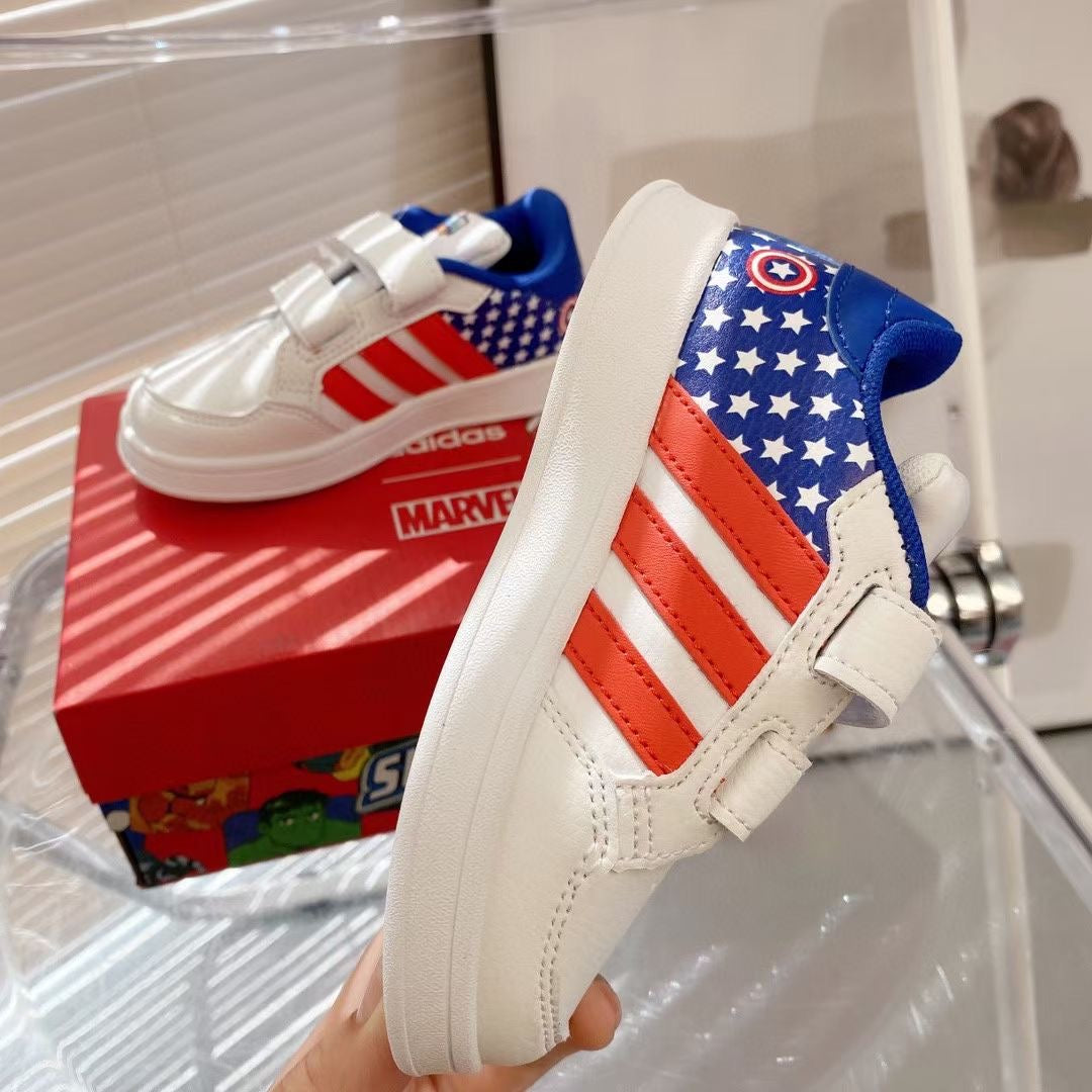 Adidas co-branded Velcro children's shoes" white, red, blue"