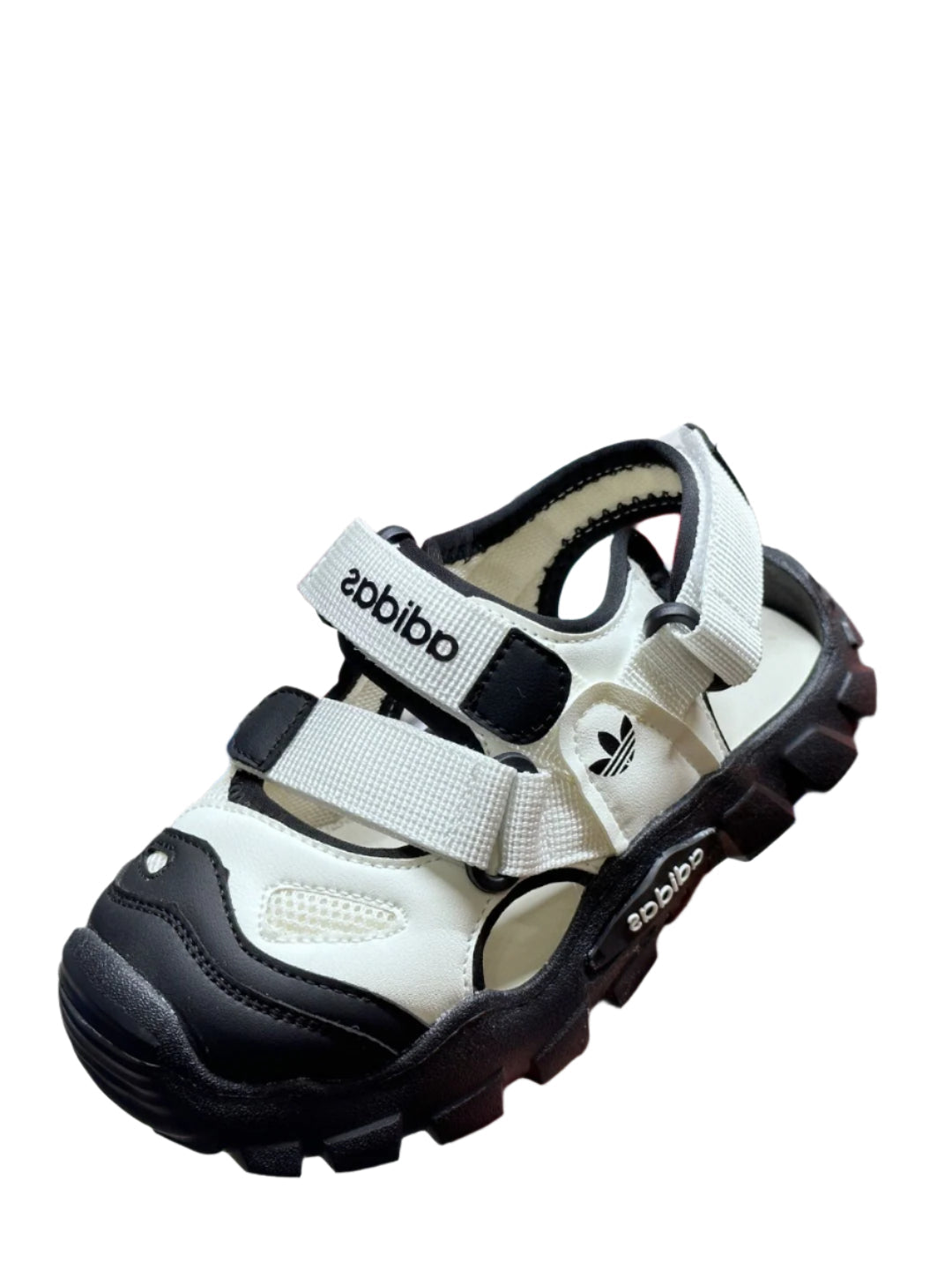 Adidas children's conch beach sandals" black, white"