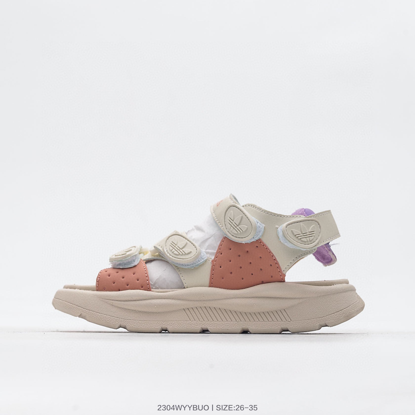 Adidas three-bar Velcro outdoor sandals" beige"