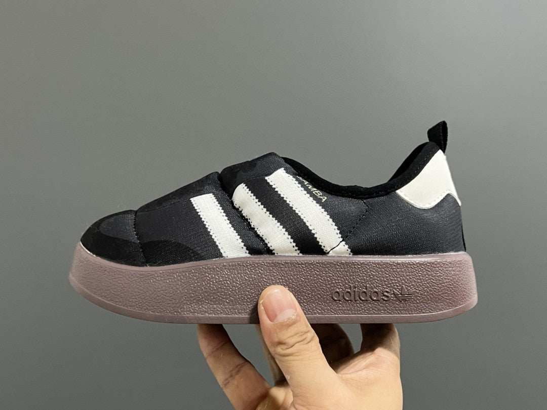 Original version of A's new bread children's slip" black, white, muted brown"