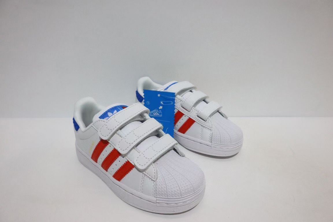 Shell toe two-layer cartoon children's shoes" white, red"
