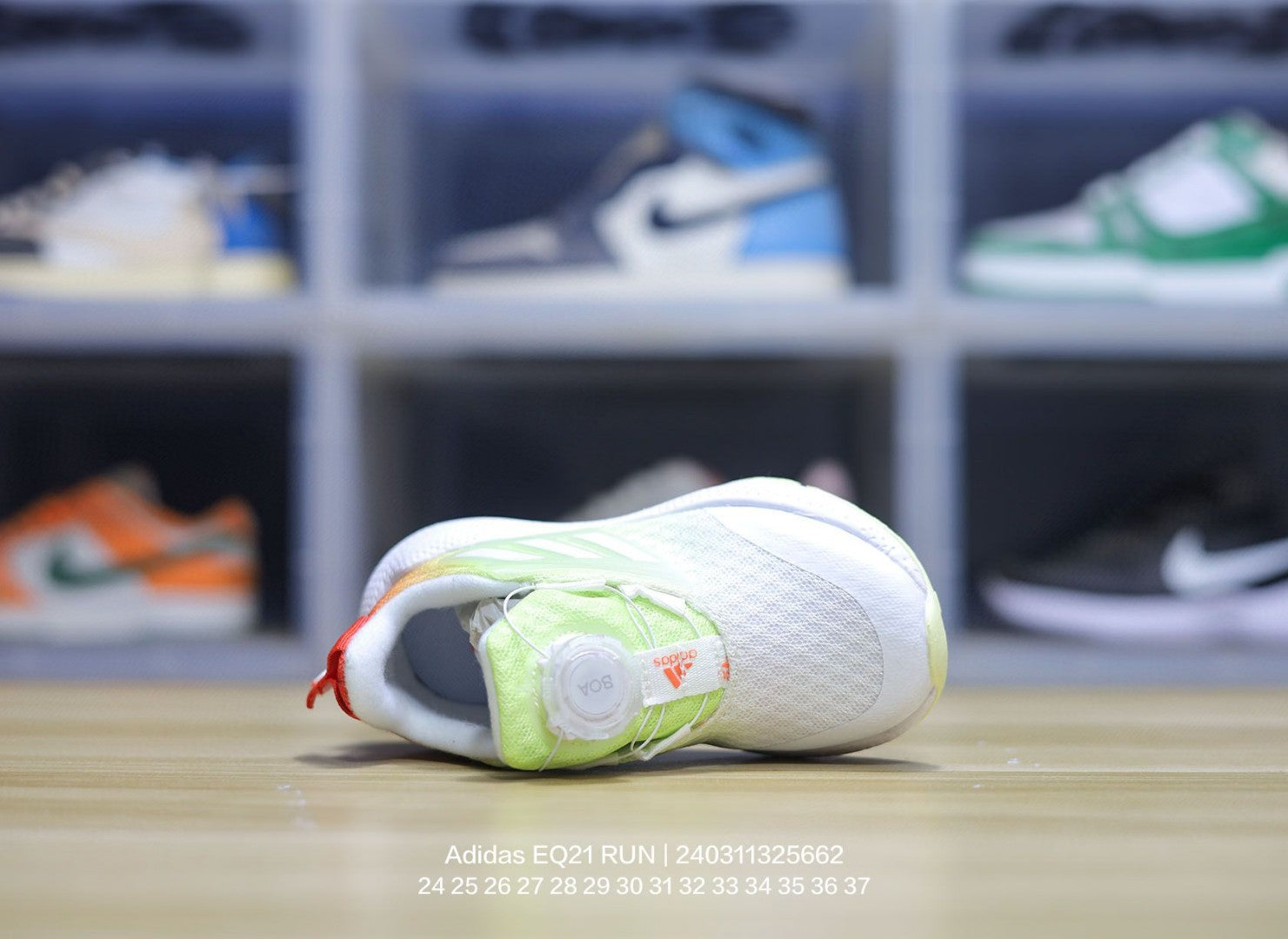 EQT Adidas popcorn lock shoes for children" white, lime green"
