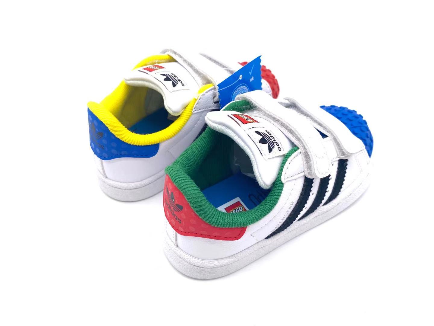 Adidas classic shell toe children's shoes" white, red, blue, green"