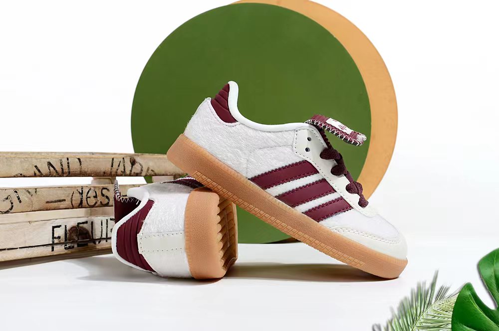 Adidas children's training shoes" white, burgundy"