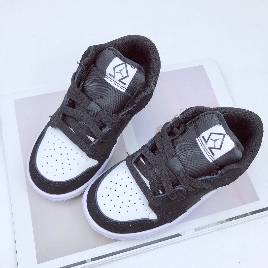 Joe 1 low-top elastic buckle parent-child shoes" black, white"