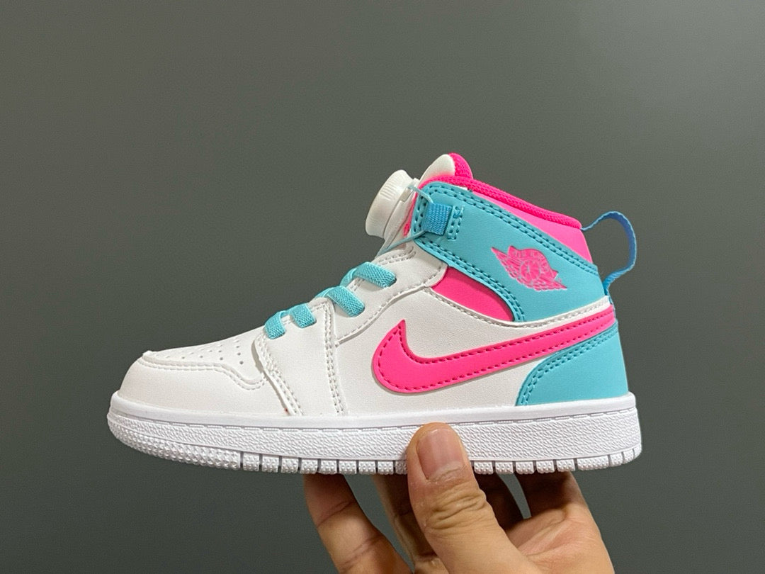 Joe 1 Zhongbang lock children's sports shoes" white, pink"