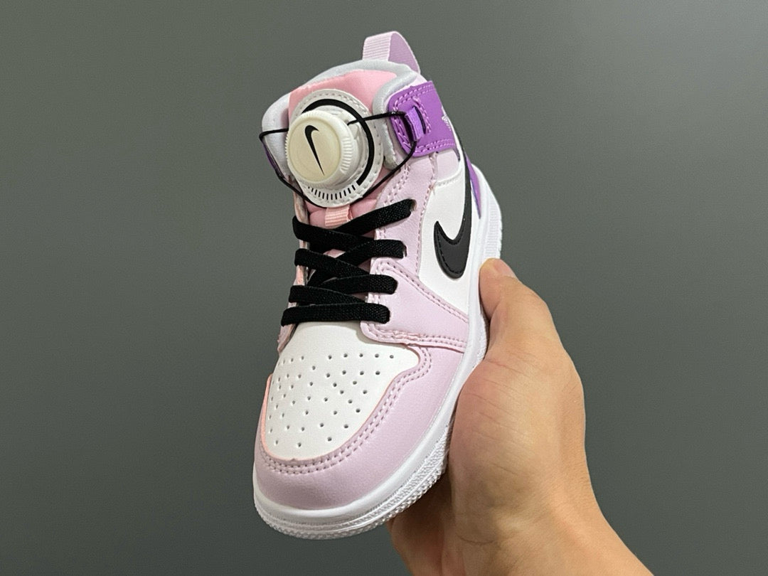 Joe 1 Zhongbang lock children's sports shoes" white, purple"