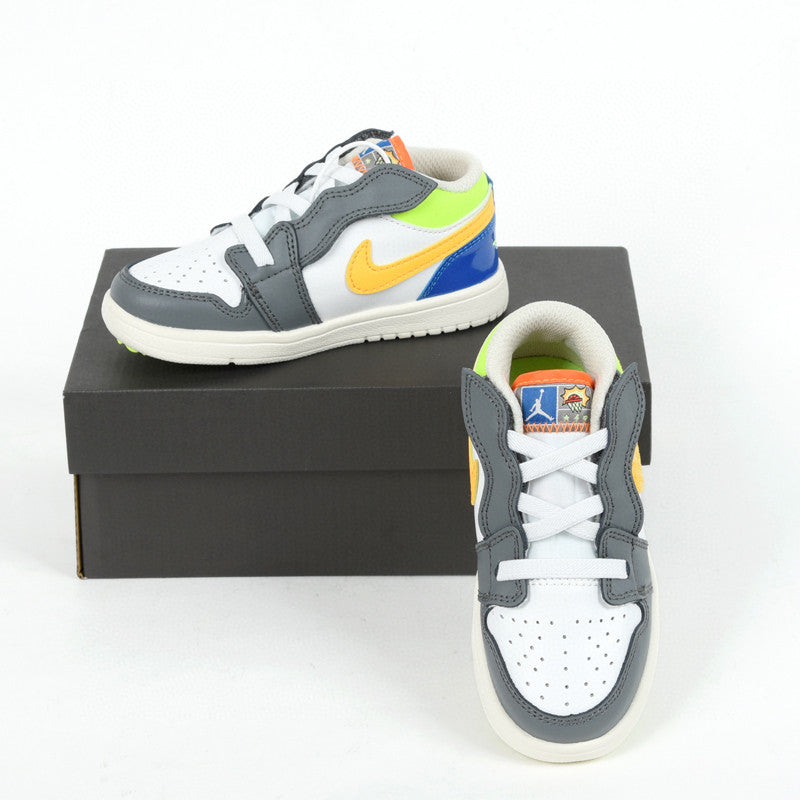 Jordan low top elastic band" white, gray, yellow, orange"