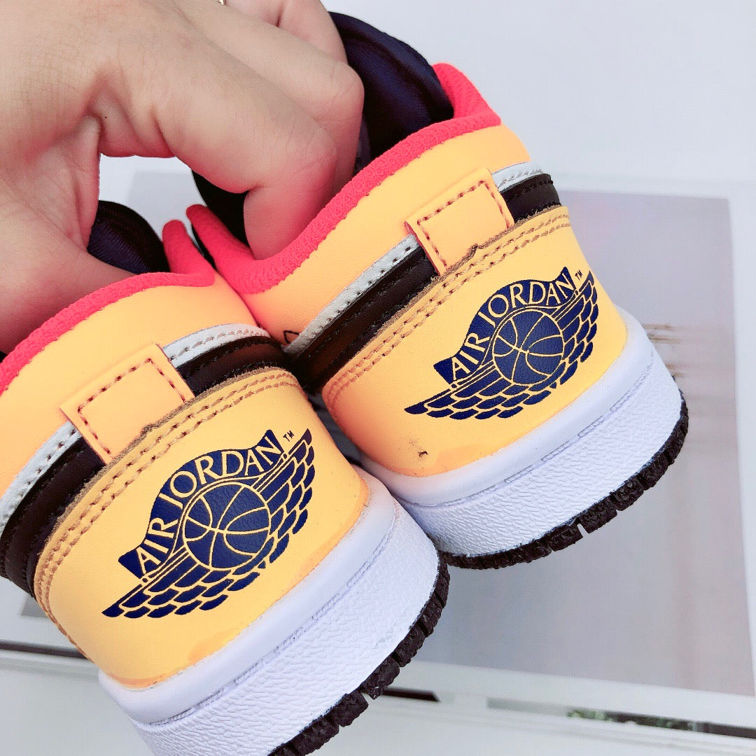 Joe 1 low-top elastic buckle parent-child shoes" blue, white, yellow"