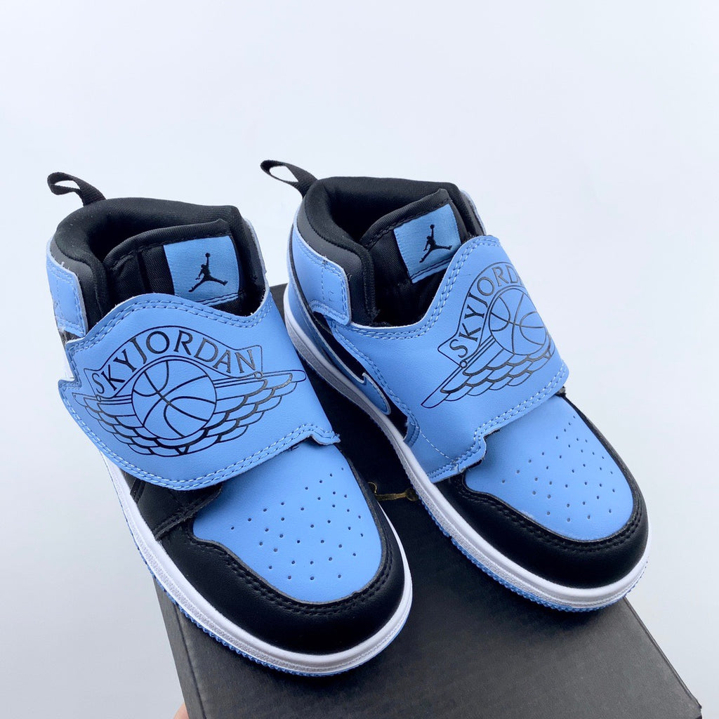 AJ Joe One-Wing Velcro Children's Shoes" Navy, blue"