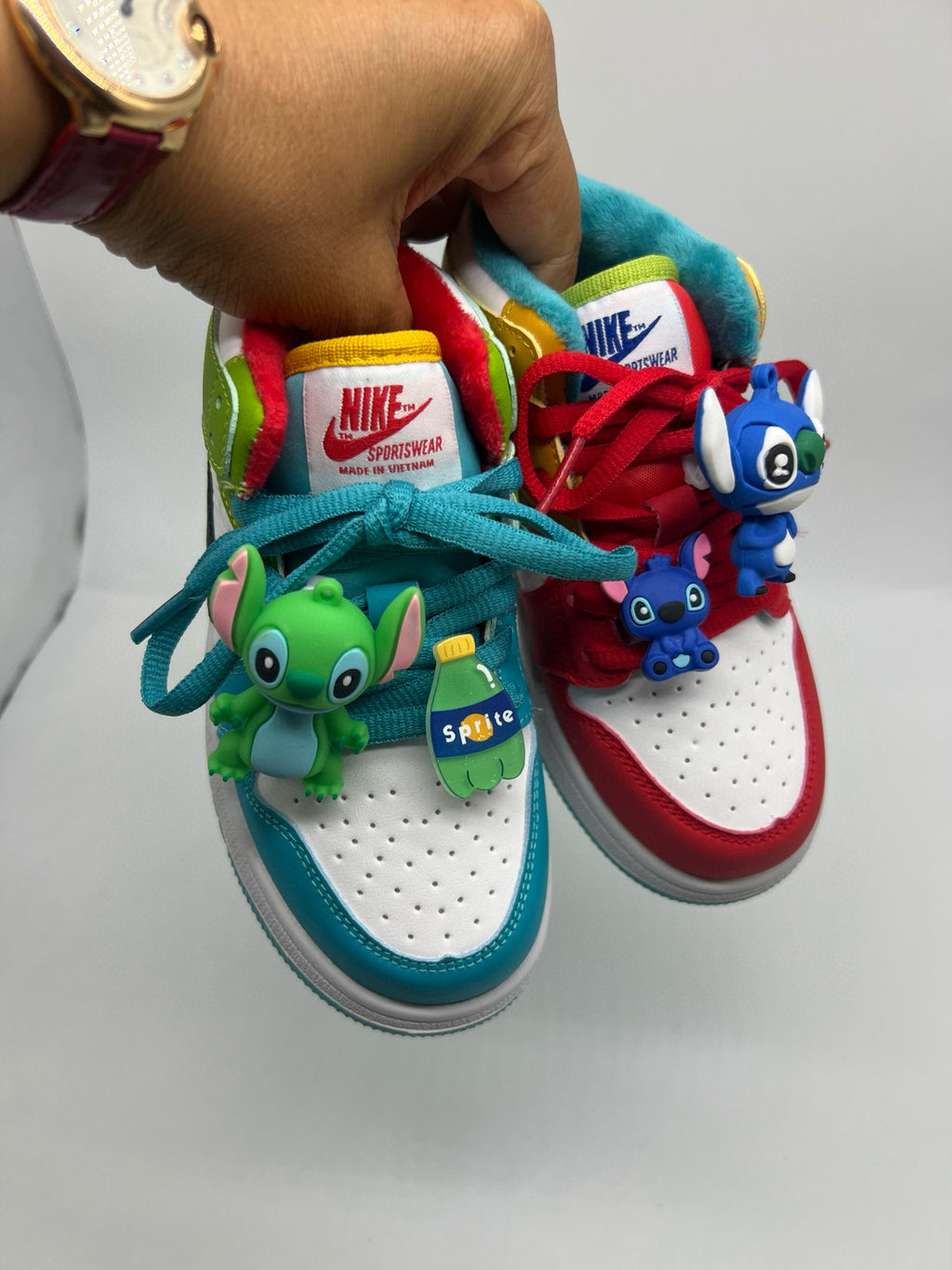 Joe One Cartoon Doll Accessories High Top Sneakers " red, mint green"
