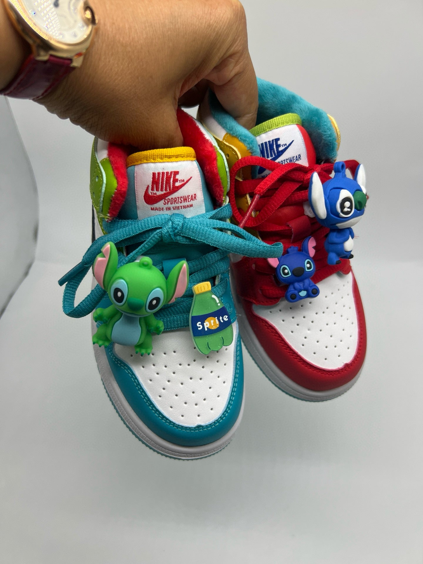 Joe One Cartoon Doll Accessories High Top Sneakers " red, mint green"