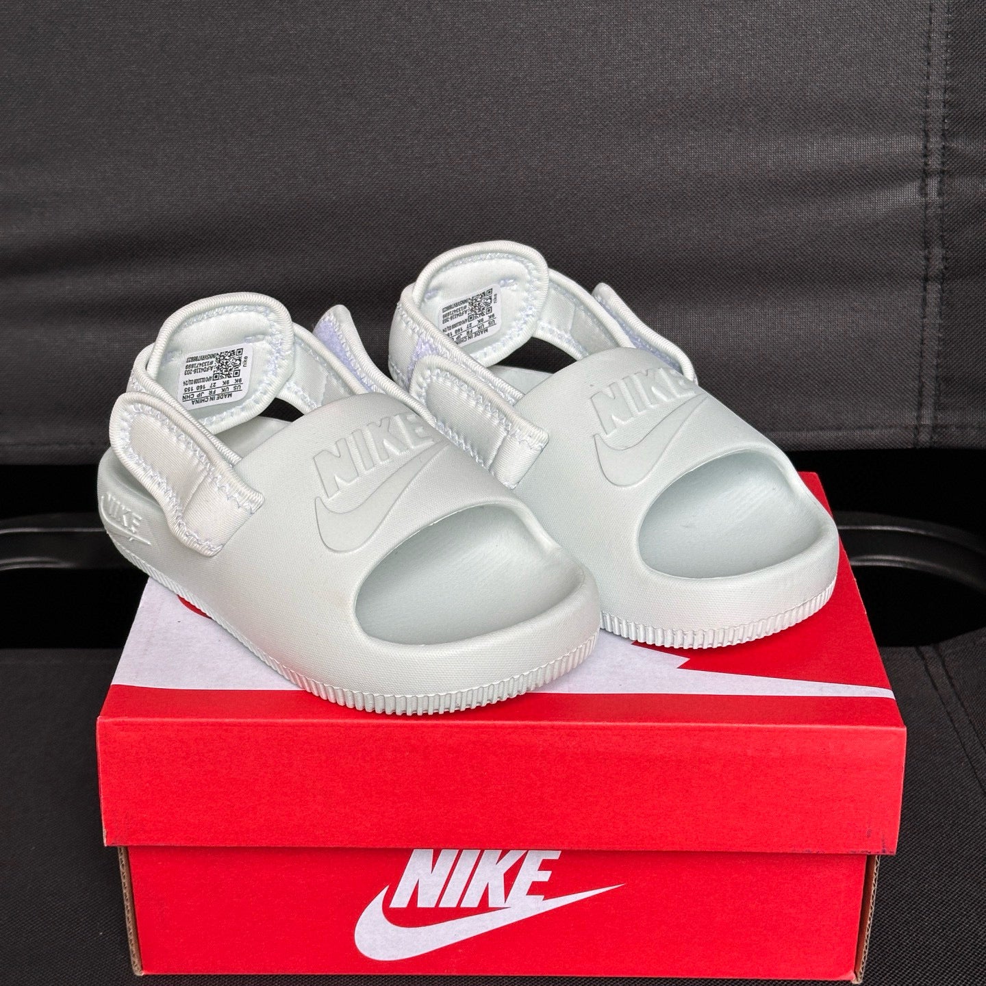 Nike open toe Velcro two-way sandals" white"