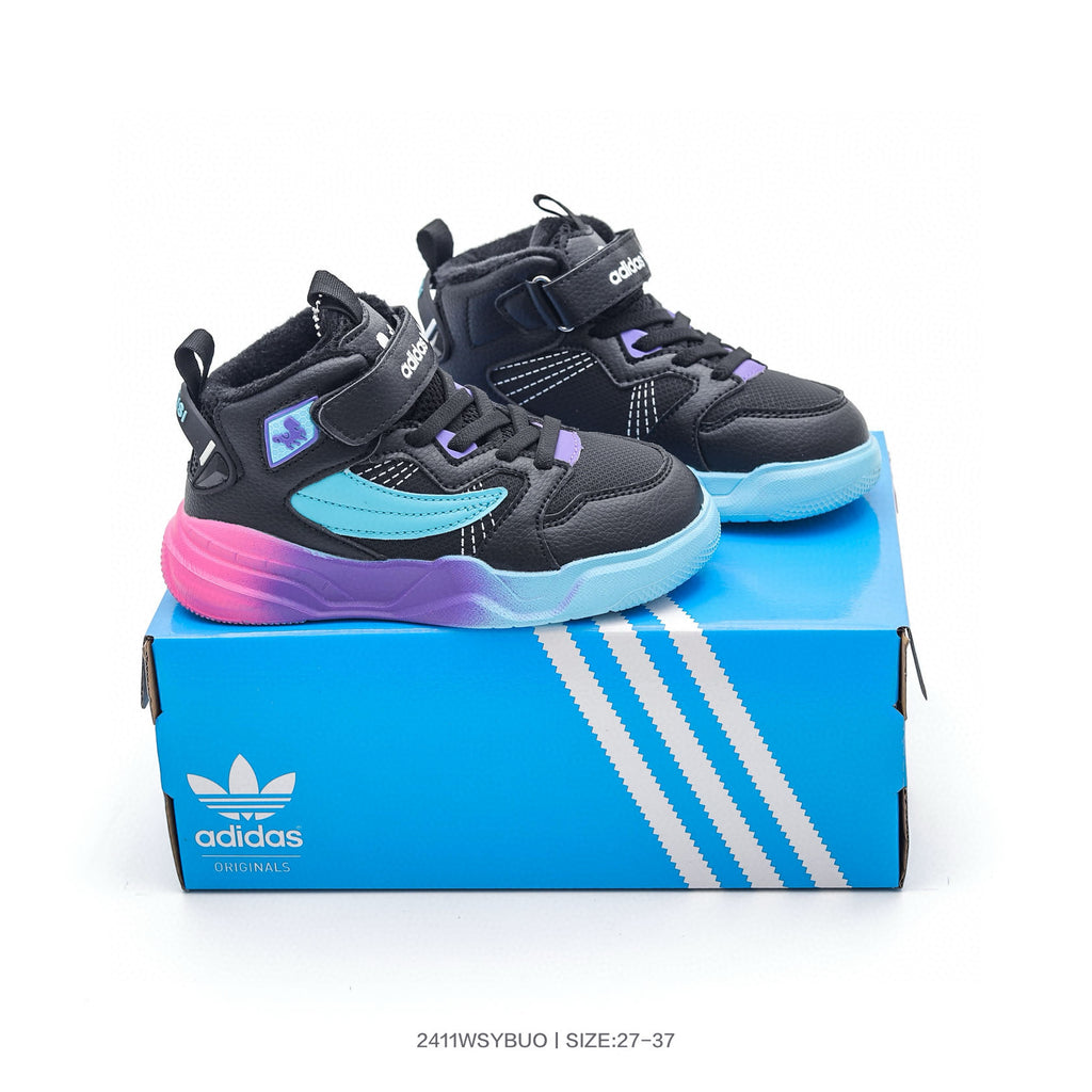 Adidas mid-cut Velcro sneakers" black, blue"