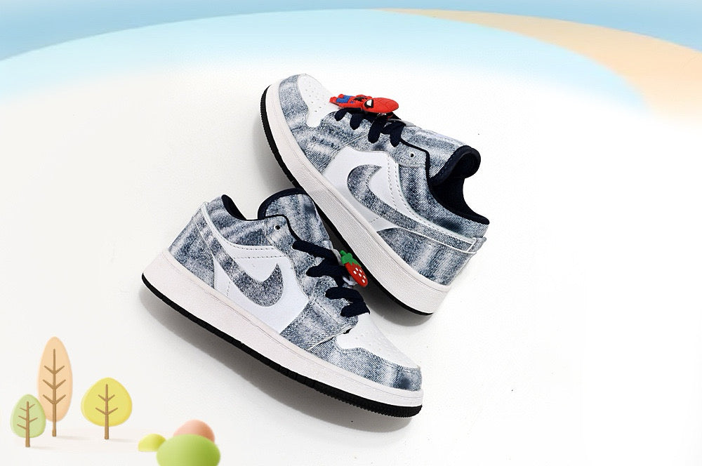 Jordan low-top first generation cartoon children's shoes" white, Navy"