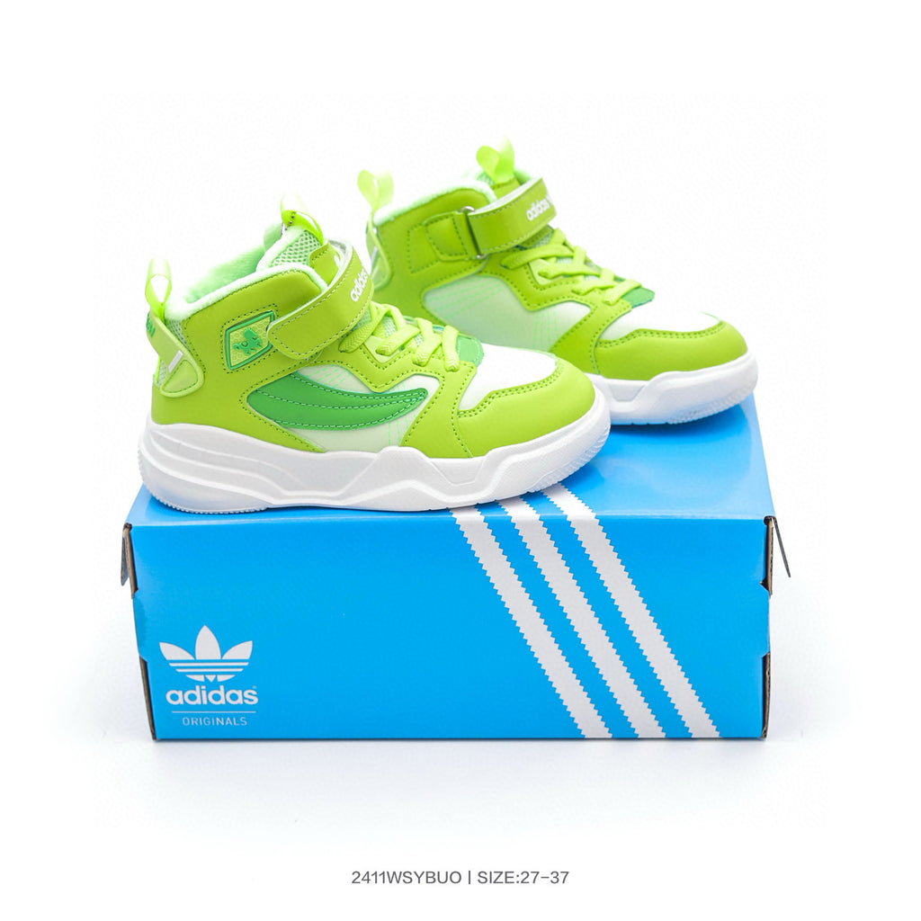 Adidas mid-cut Velcro sneakers" white, light green"