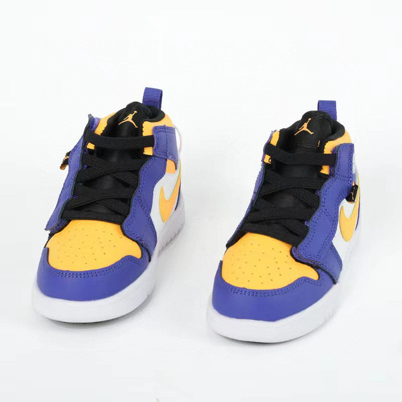Jordan high top elastic band" white, blue, yellow"