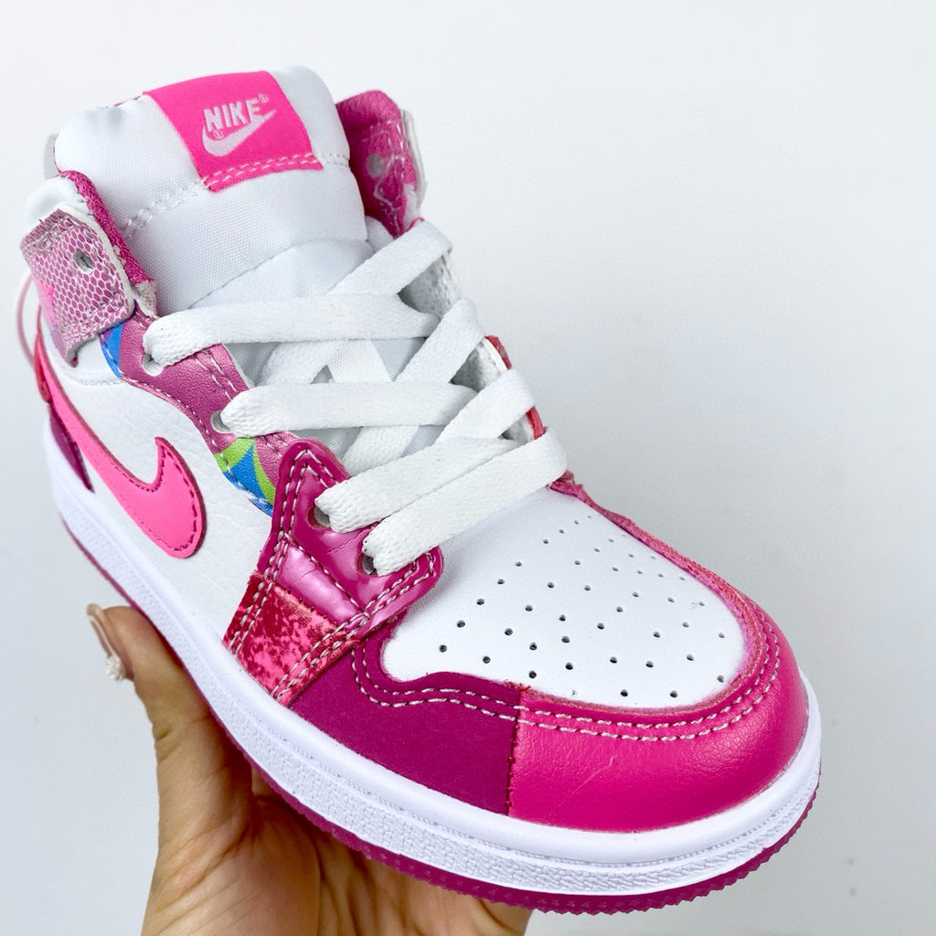 Joe 1 high top stitching" white, Pink, dark purple"