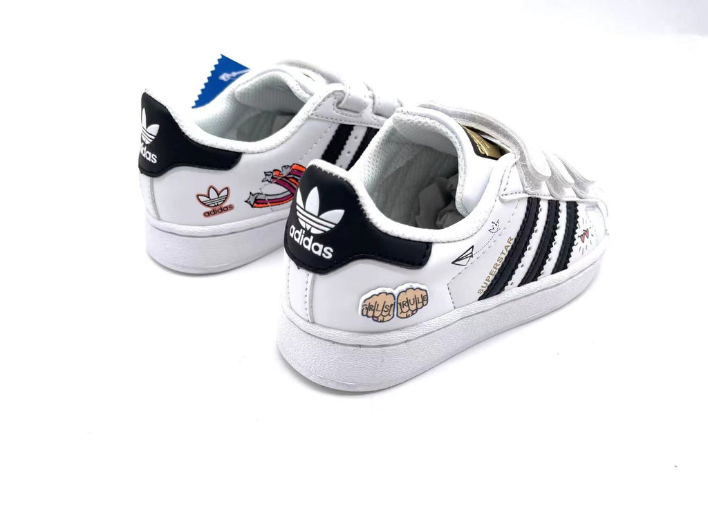 Adidas classic shell toe children's shoes" white, black"