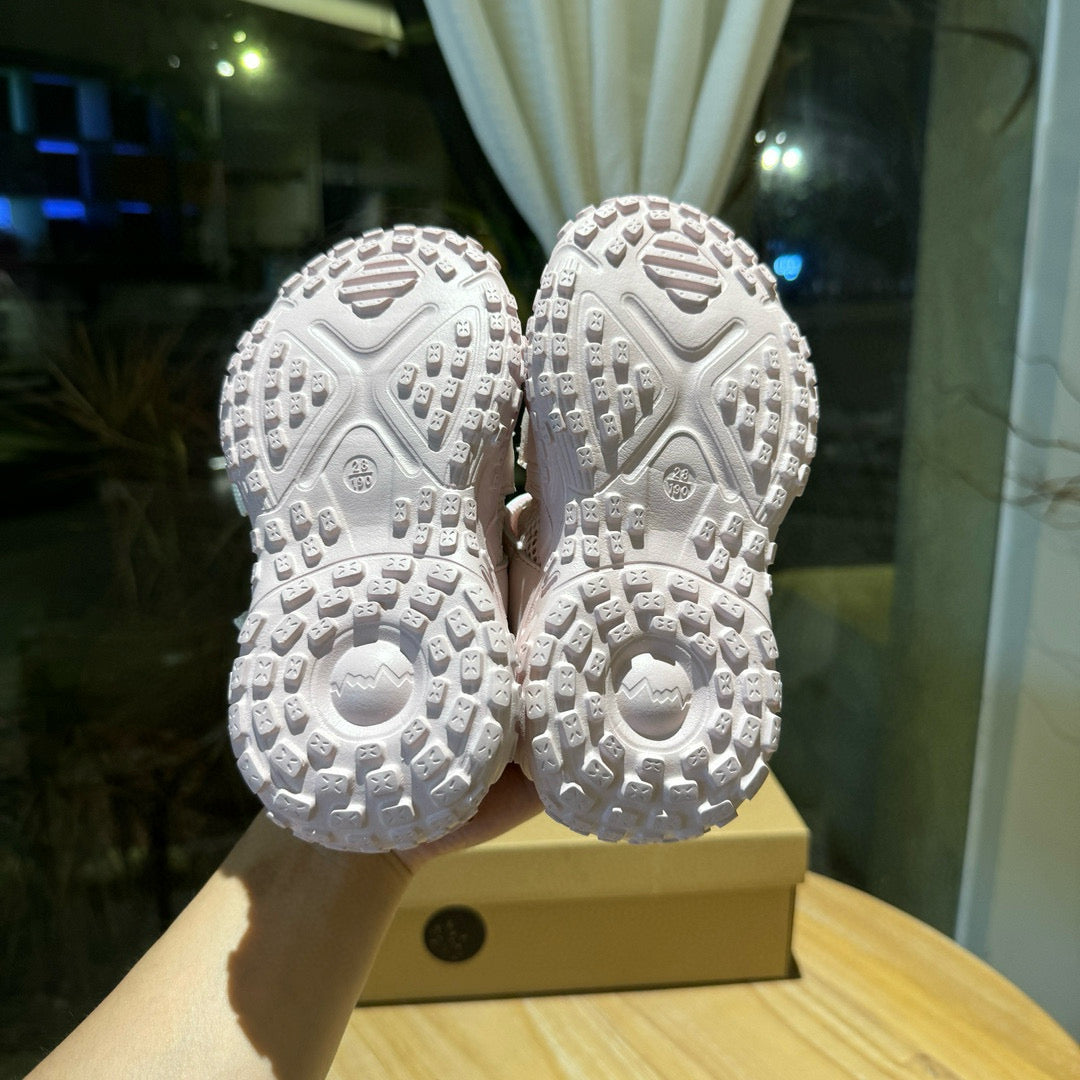 Nike tire bottom Velcro hollow sandals" light cream/ pink, blue"