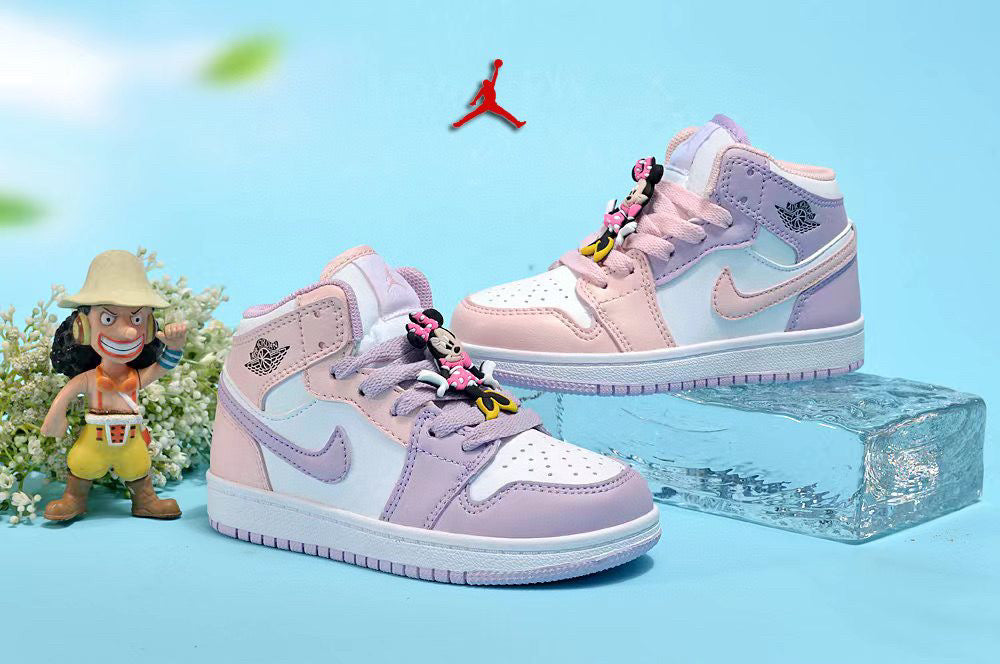 Jordan cartoon doll version children's shoes" rose, purple, white"