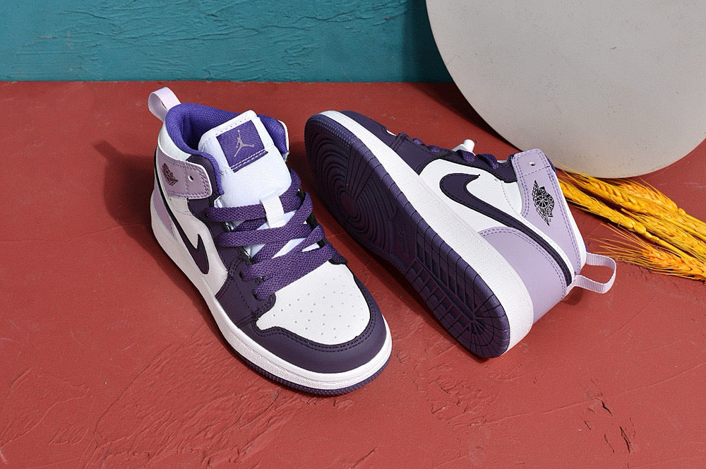 Jordan AJ1 children's shoes" white, purple"