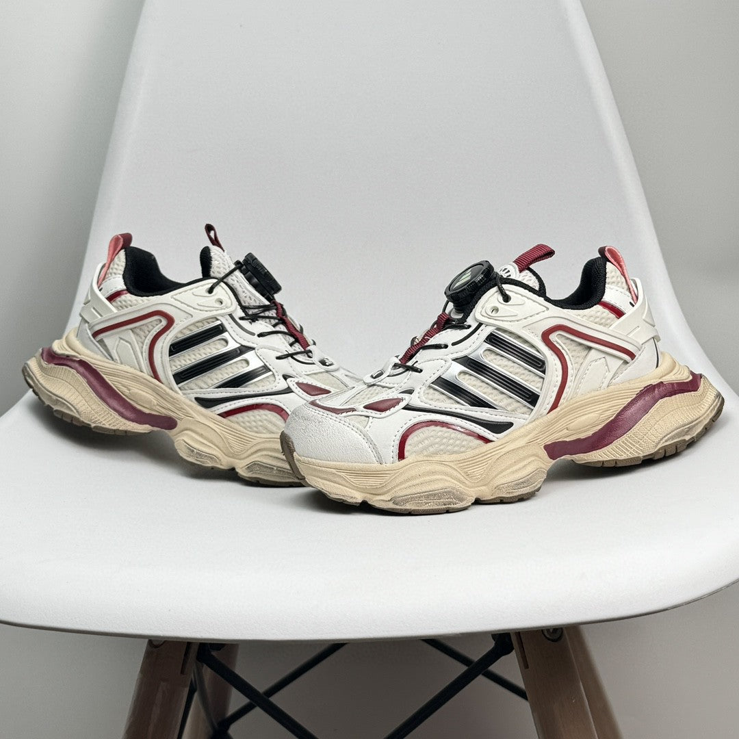 Adidas XLG Runner Deluxe runner dad shoes" cream, white, burgundy"