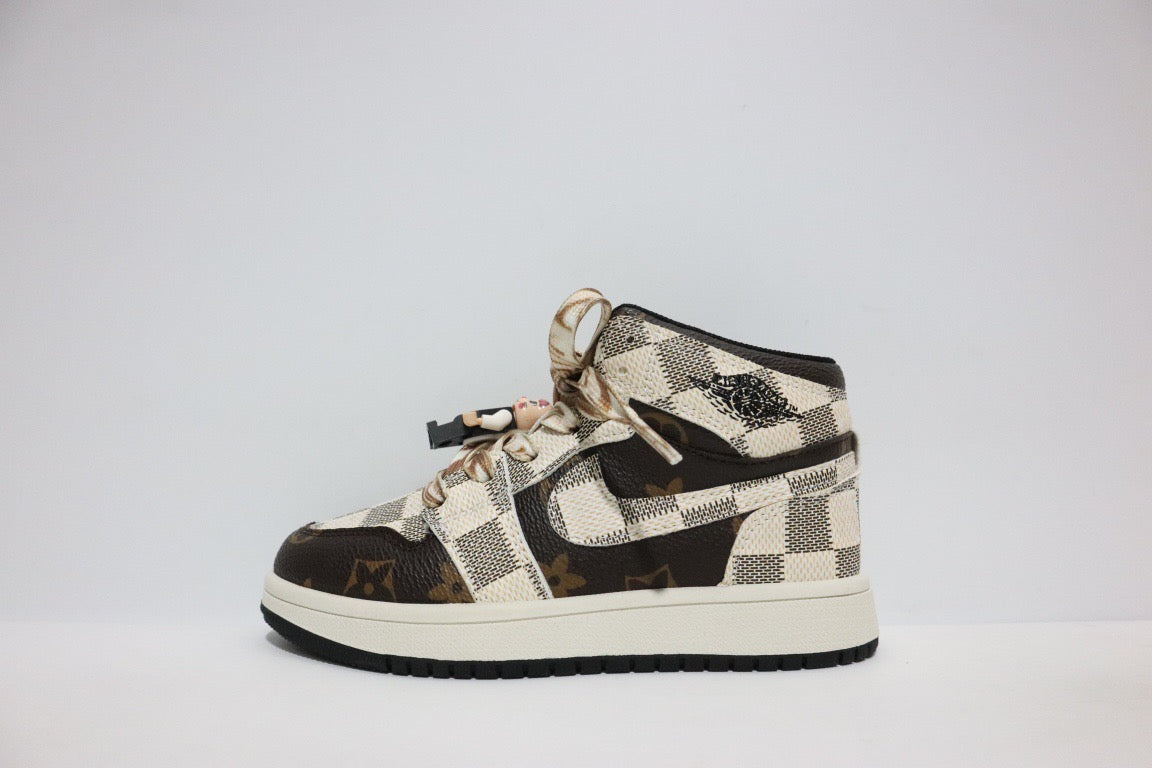 Joe 1 chessboard Lego high school children's shoes" brown, cream"