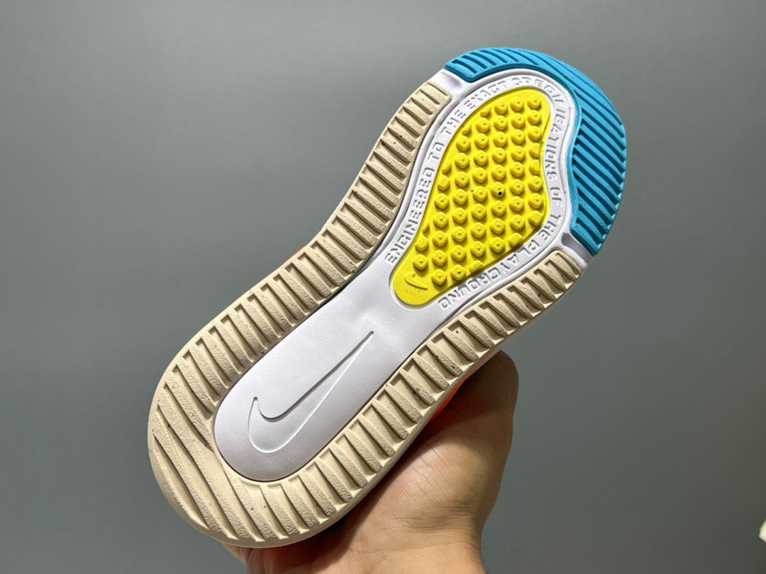 Nike 270 third generation elastic band air cushion children's shoes" light orange, red, blue"