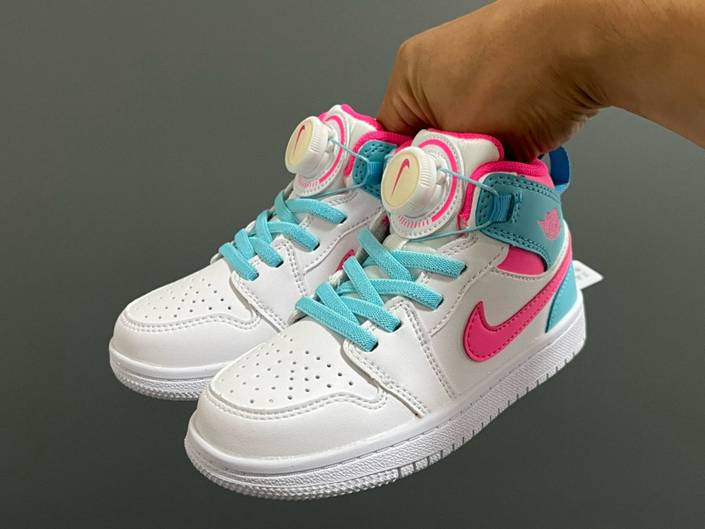 Joe 1 Zhongbang lock children's sports shoes" white, pink"
