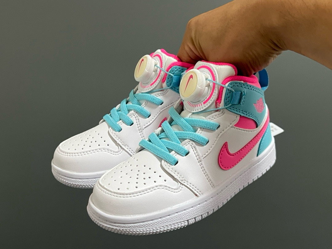 Joe 1 Zhongbang lock children's sports shoes" white, pink"