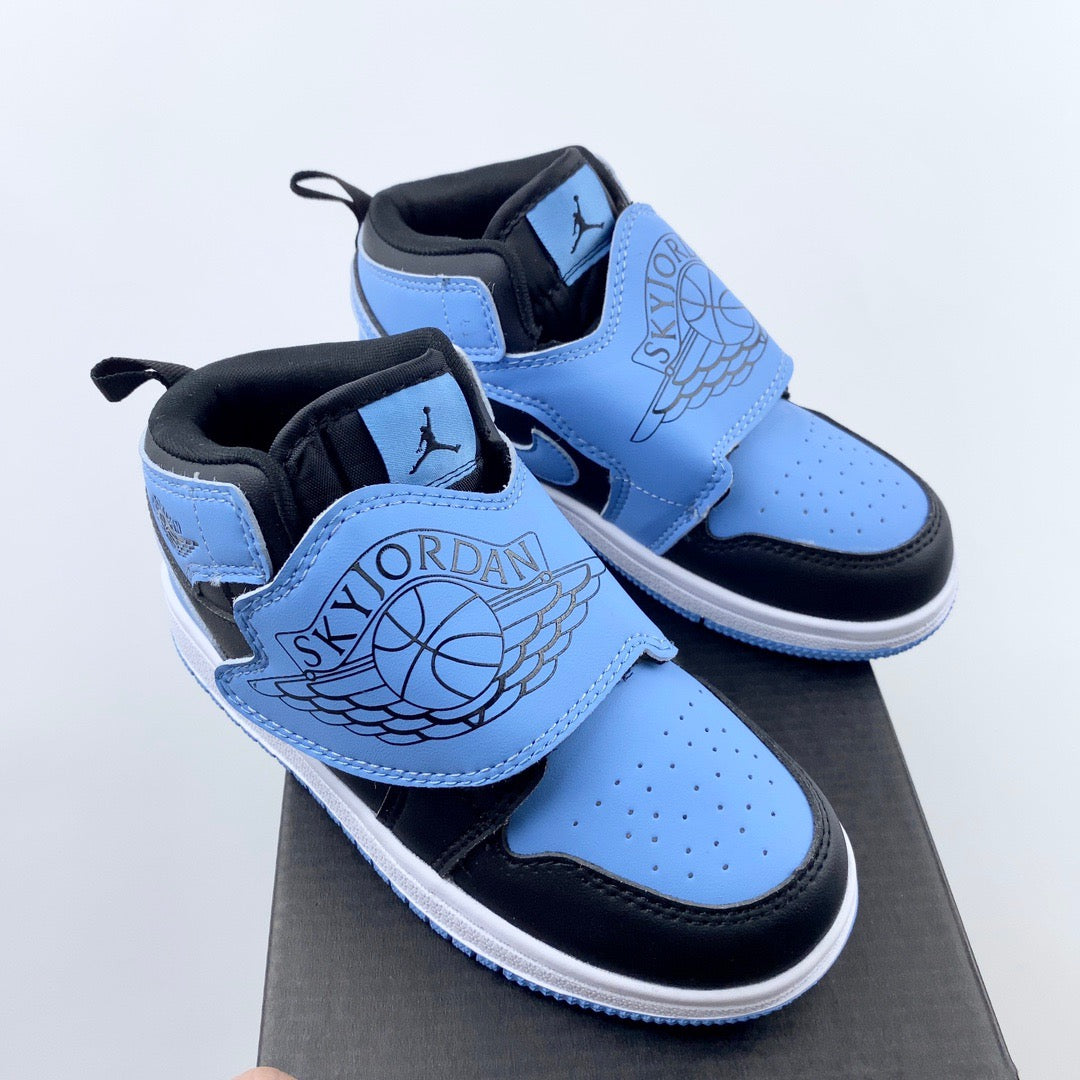 AJ Joe One-Wing Velcro Children's Shoes" Navy, blue"