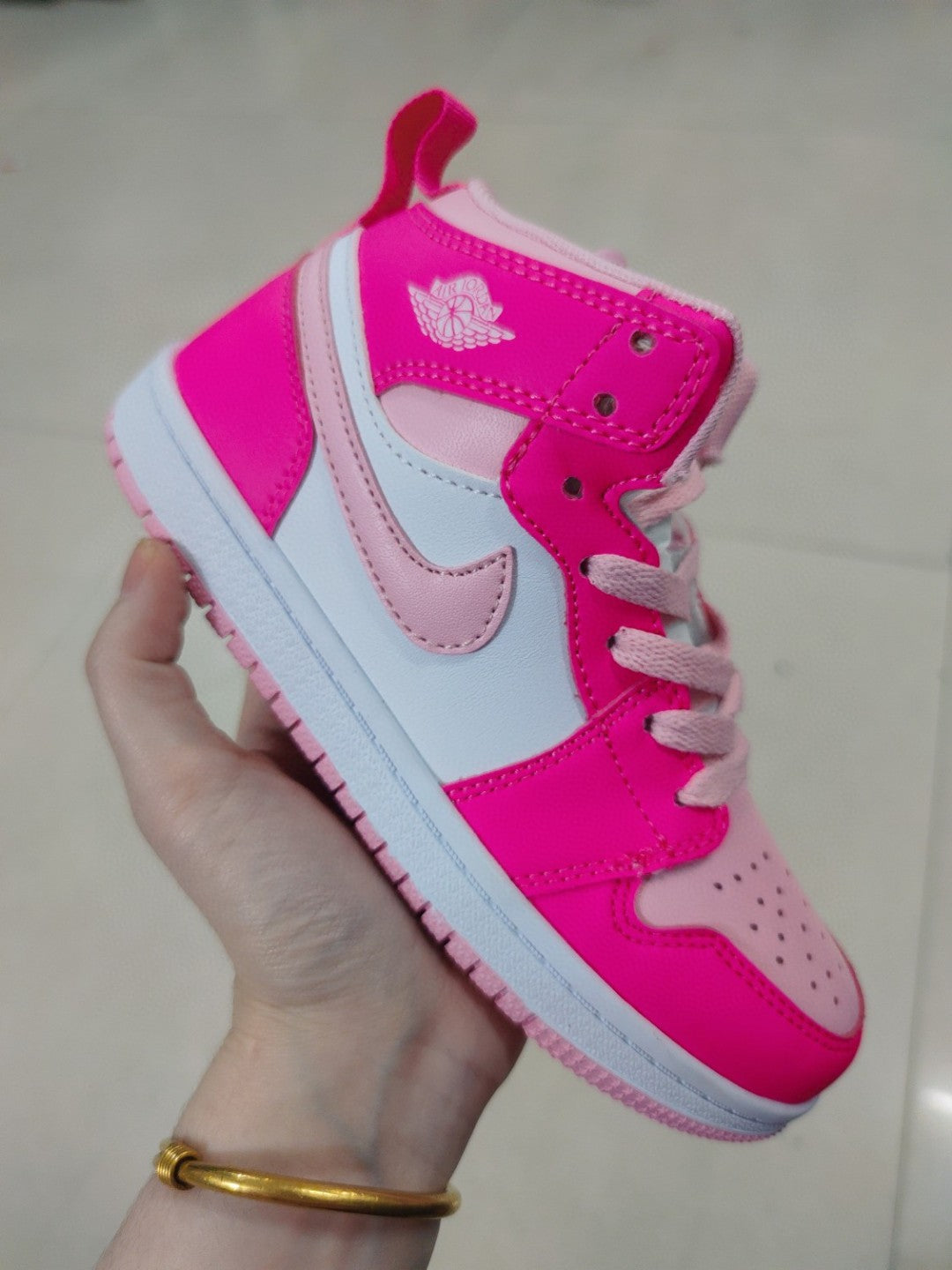 Jordan cartoon doll version children's shoes" pink, white"