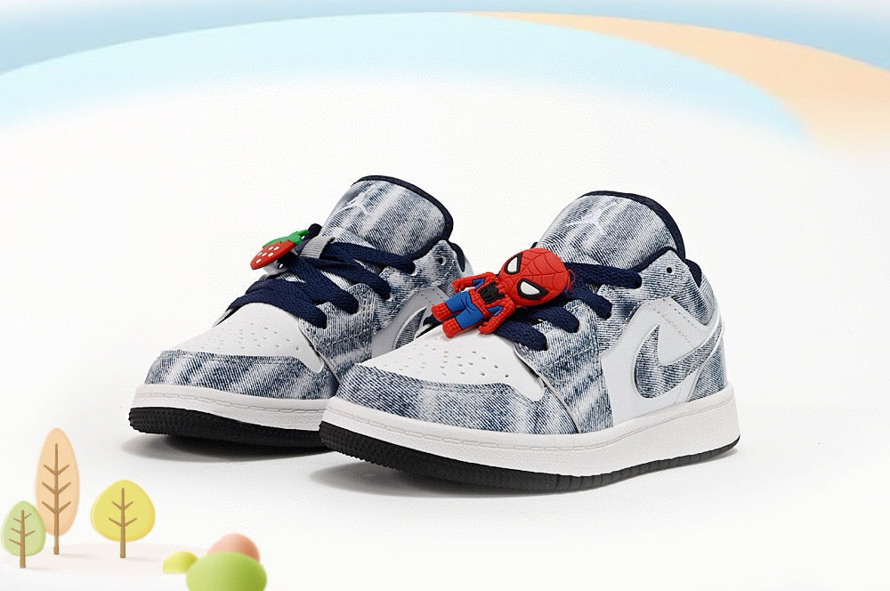 Jordan low-top first generation cartoon children's shoes" white, Navy"