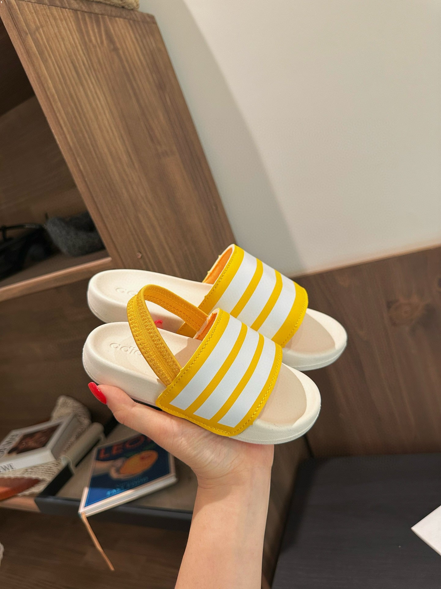 Adidas parent-child sandals" yellow, white"